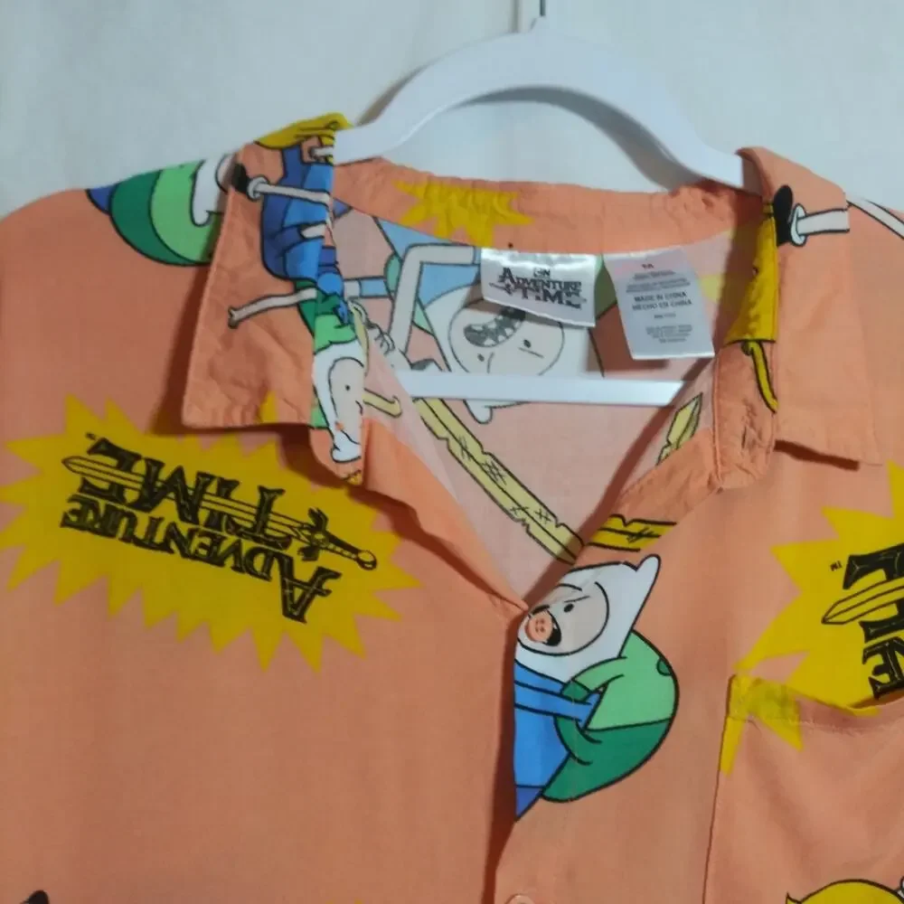 Adventure Time Lightweight Relaxed Button Up Short Sleeve Top Size M - Picture 5 of 6